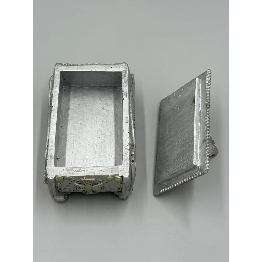 Gray‎ Colored Victorian Design Style “Gather Your Dreams” Trinket Box READ